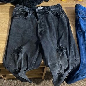 black and blue wash jeans